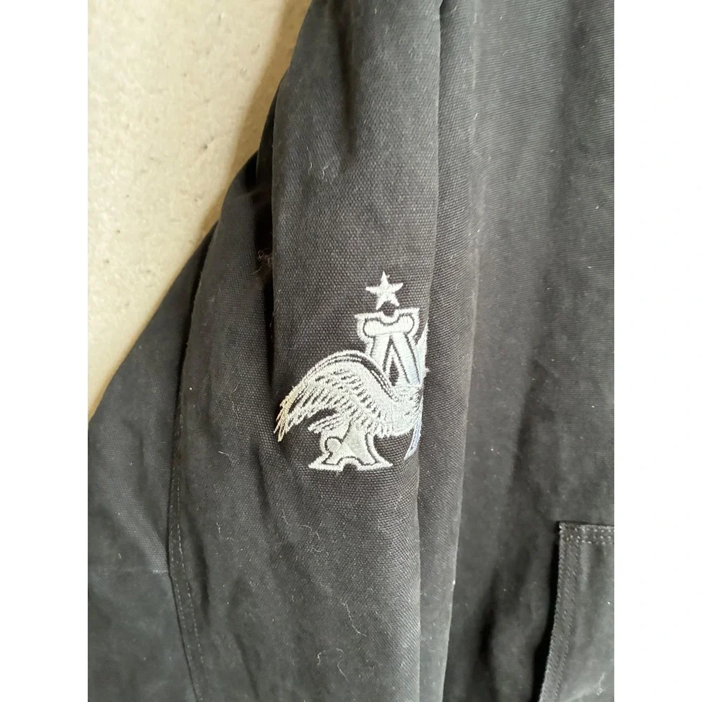 Dri Duck Mens 2XL Black Canvas Hooded Work Jacket US Farmed Anheuser-Busch Logo